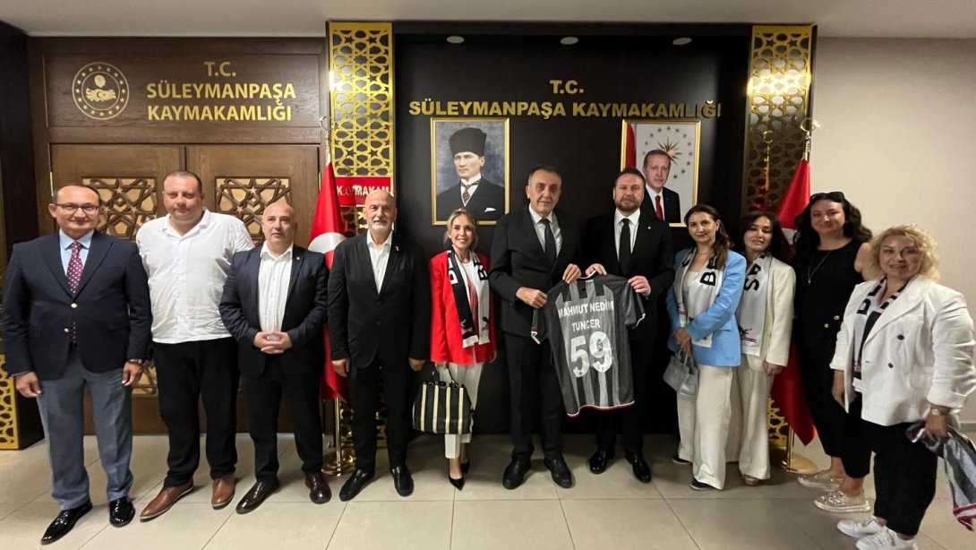Süleymanpaşa kaymakamı Sayın Mahmut Nedim TUNÇER Beşiktaş Jimnastik Kulübü Genel Sekreteri Uğur FORA ile Yönetim Kurulu Üyelerini Makamında Kabul Etti