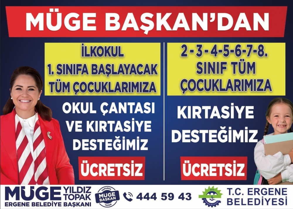 ERGENE'DE TÜM ÇOCUKLARIMIZA ÜCRETSİZ EĞİTİM DESTEĞİ!
