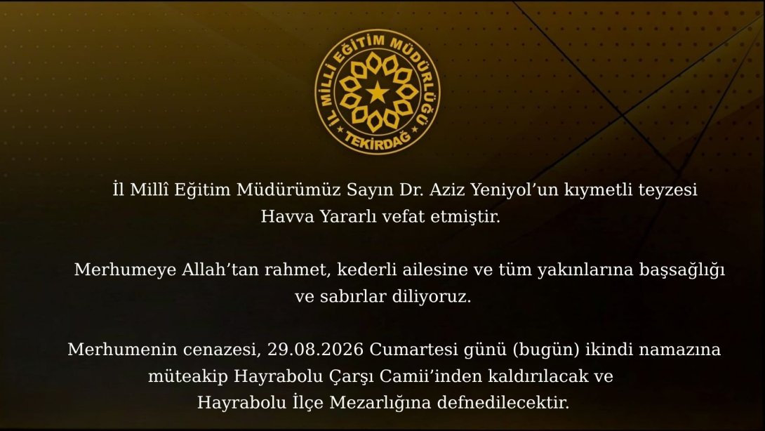 Vefat ve Başsağlığı Mesajı
